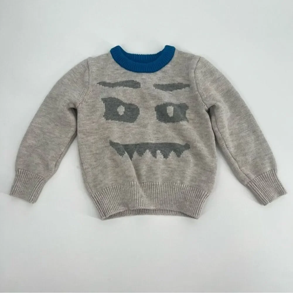 Baby Gap‎ Sweater 18-24M Gray Blue Spooky Crewneck Wool Halloween